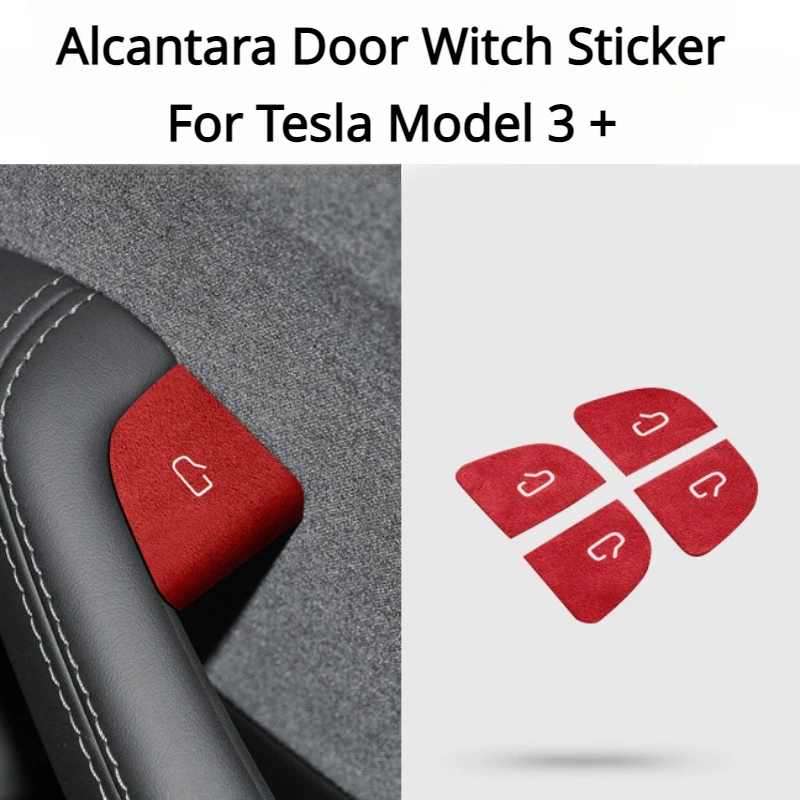 For Tesla Model 3+ Door Switch Thin Patch Alcantara Suede Decoration Sticker New Model3 Highland 2024 Car Interior Accessories