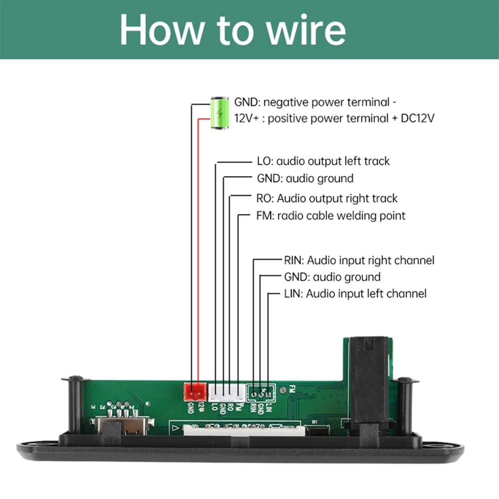 DC 12V Multifunctionele Bluetooth 5.1 Audio Decoder Board MP3 Audio Speler Module met Microfoon Interface Karaoke Control Board