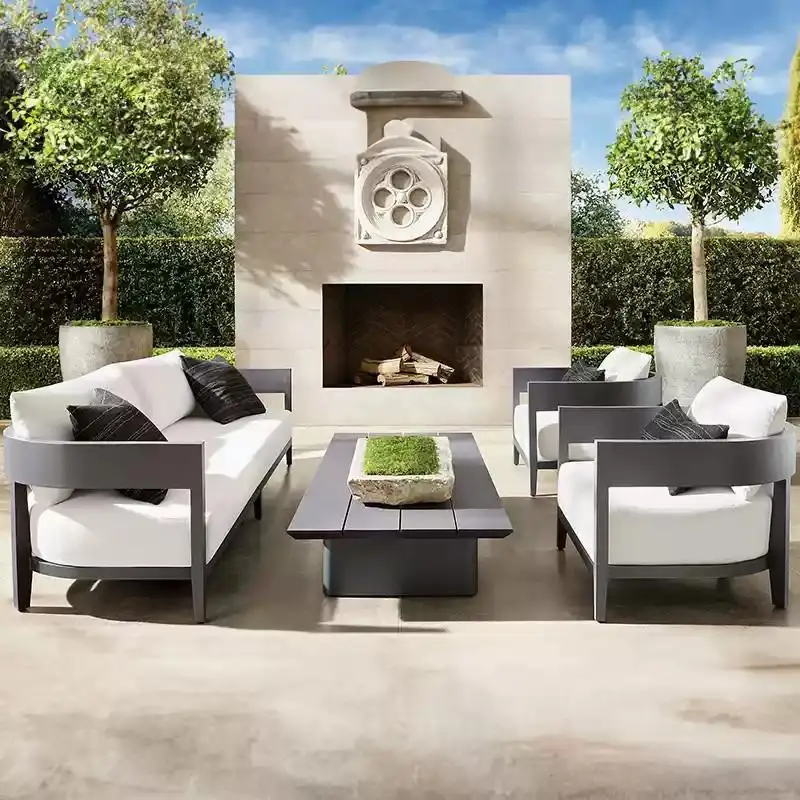 

！@Monovel Outdoor High-end Modern Simple 5-Seater Aluminum Alloy Anti-corrosion Sofa Villa Courtyard Garden Hotel Garden Set