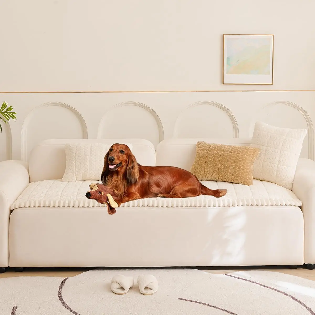 Washable Non-Slip Sofa Cover for Pets, Fuzzy Couch Protector Mat Bed