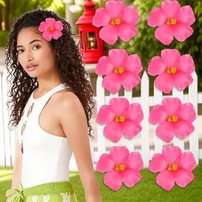 

Artificial Pink Hibiscus Flowers 10pcs Faux Flower Decor for Party Wedding Home Garden Practical Floral Arrangements