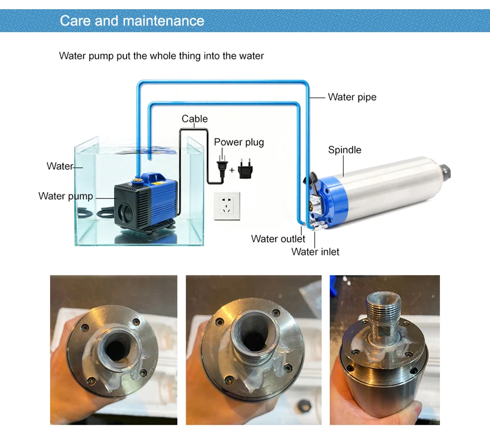 G-PENNY 1,5 kW ER16 wassergekühlte CNC-Spindel 65 mm 4 Stück 7er-Serienlager Wasserkühlungsmotor für Holz- und Aluminium-Gravierfräse – Detail 9