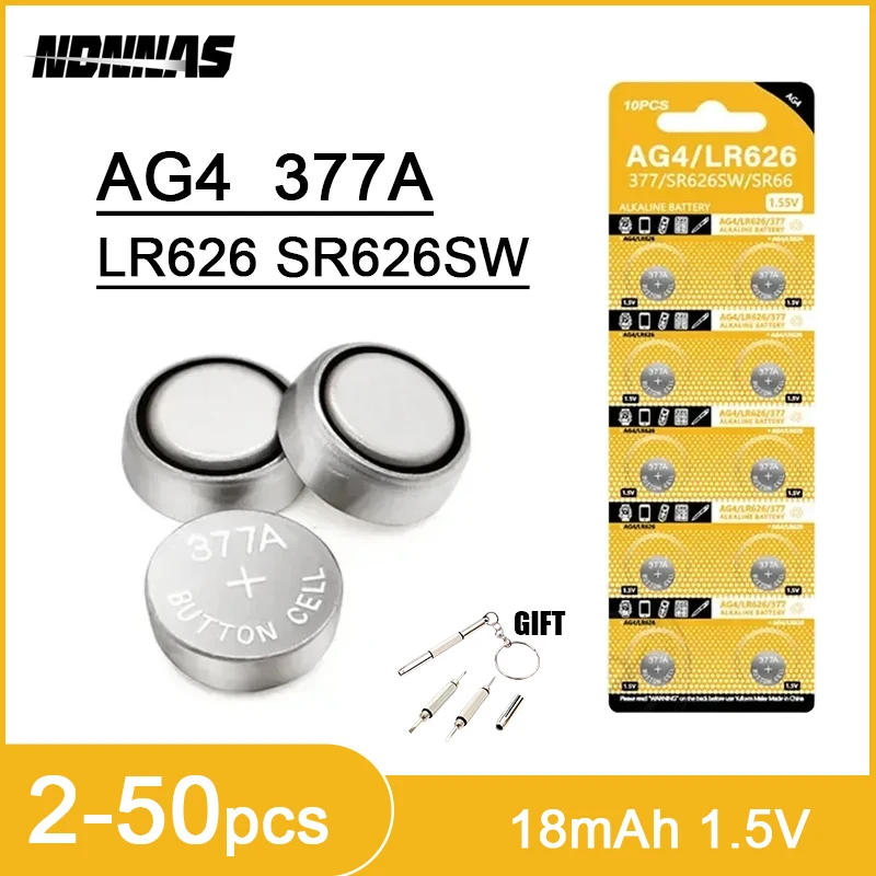 2-50 قطعة 18 مللي أمبير AG4 LR626 بطارية ساعة قلوية 377 SR626 177 626A 377A CX66W لمفتاح لعبة آلة حاسبة ساعة اللوحة الأم عداد الخطى