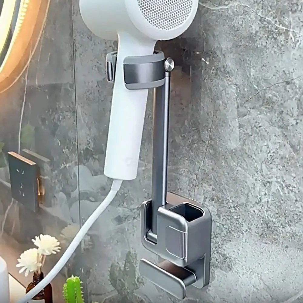 

Wall Mount Hairdryer Stand Rotating Non-Drilling Hair Dryer Holder Angle Adjustable Hairdryer Shelf Hair Styling Tools