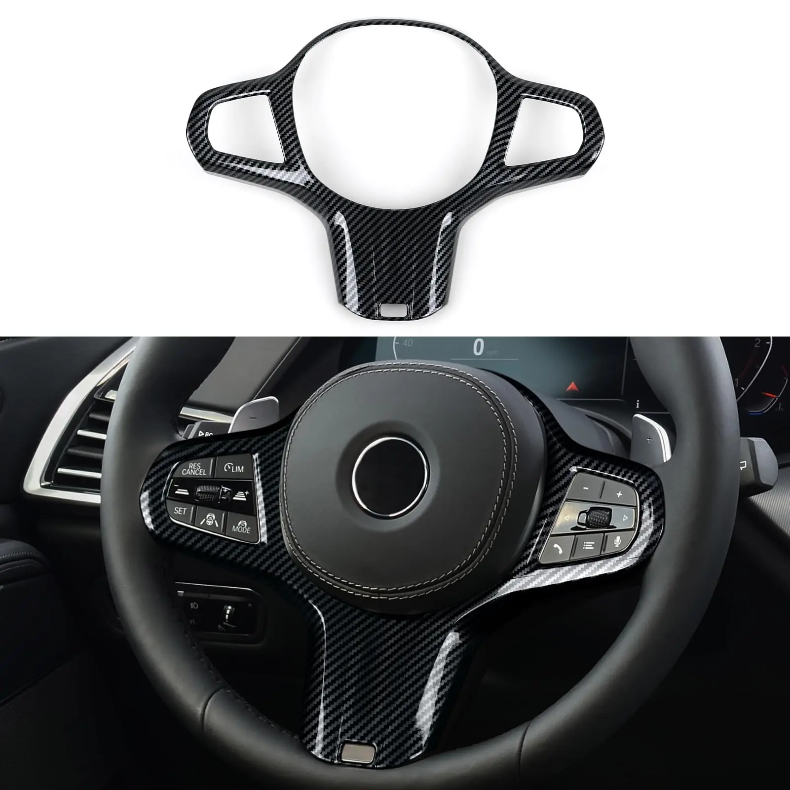 Carbon Fiber Style ABS Steering Wheel Trim Cover For G05 G07 2019–2026 Models – Not Compatible With G06