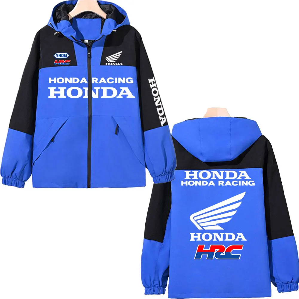

Outdoor men's and women's same waterproof down jacket, Honda racing jacket, motorcycle riding, sports zipper hooded clothing