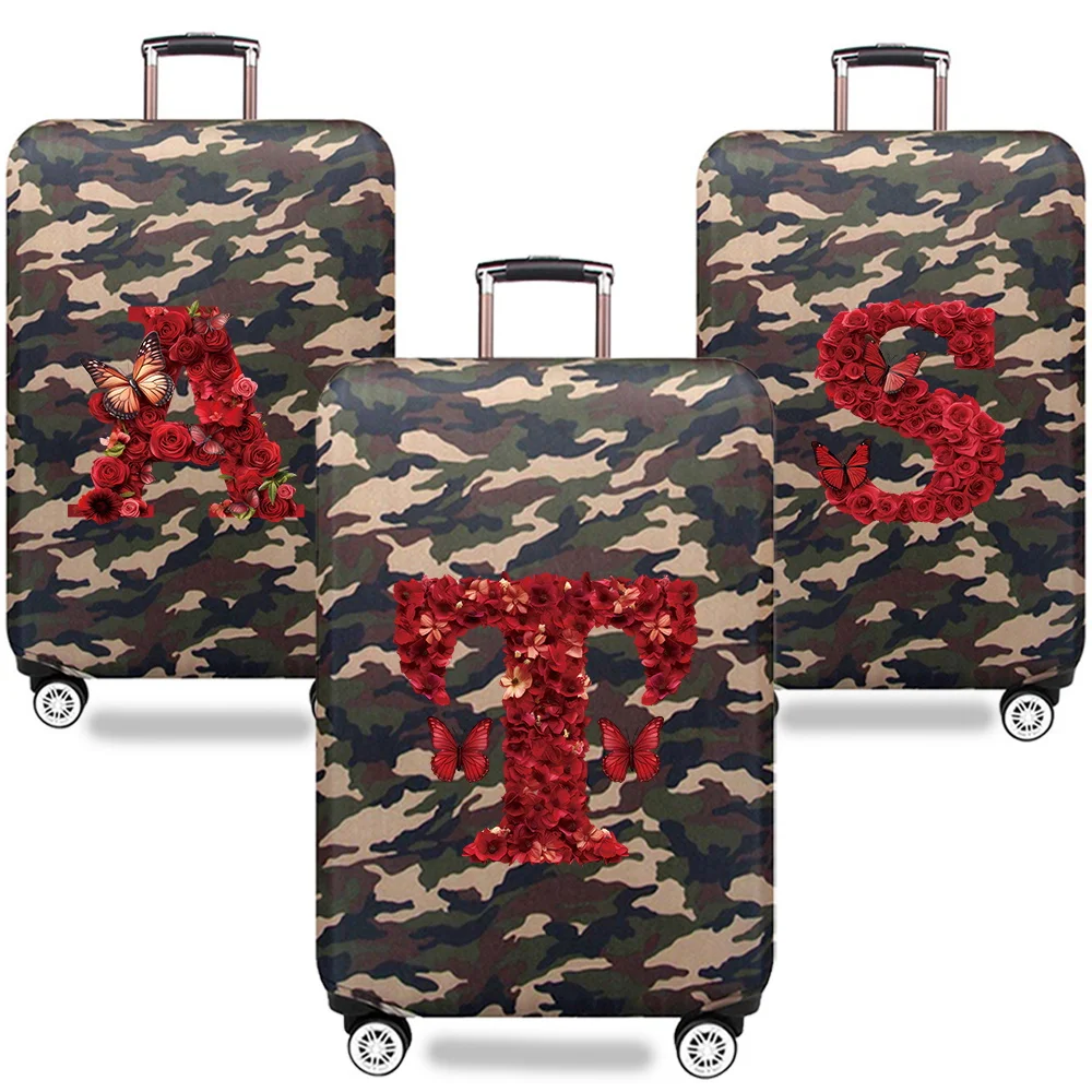 

Trolley Box Cover Wear Resistant Camouflage Style Thick Elastic Luggage Cover 18-32inch Red Rose Series Travel Accessories