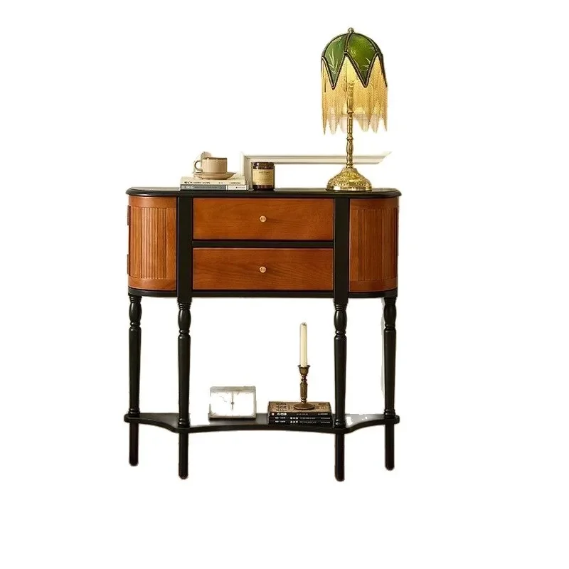 

Entrance cabinet French retro, solid wood ash wood entrance table, home antique partition cabinet