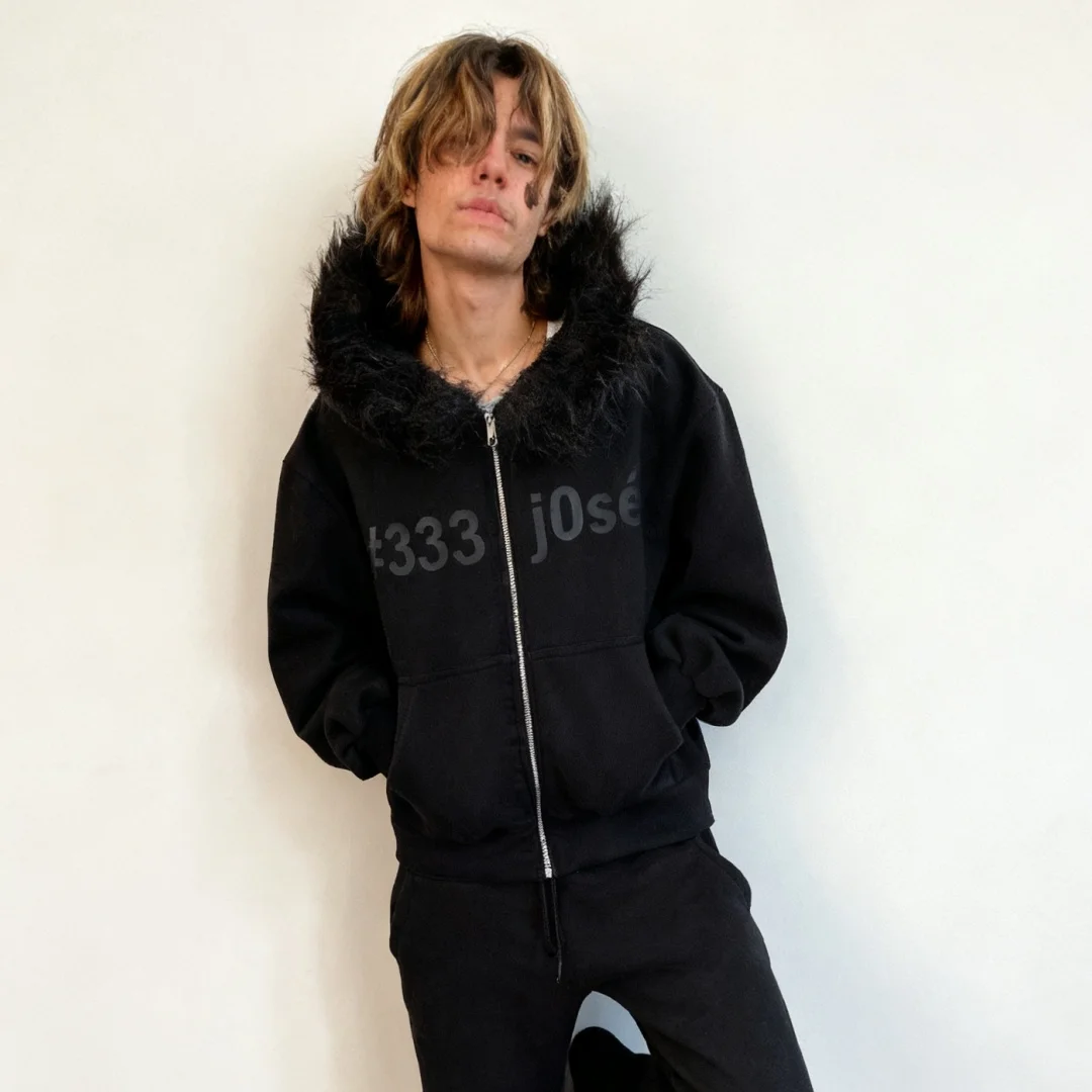 

Новая мужская стильная толстовка-худи 2026 года в стиле ретро-панк с меховой отделкой, молнией и длинными рукавами, для альтернативного уличного стиля