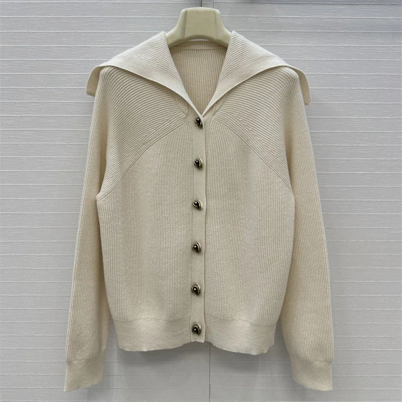 

Cardigan for women New autumn 2025 single breasted slim fit lapel long sleeved top High quality cashmere blended women's sweater
