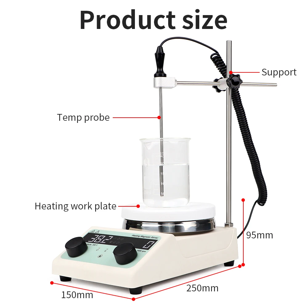 1500RPM MS300 Heating Magnetic Stirrer Digital Display Thermostatic Stirrer Laboratory Hot Plate Heating Magnetic Mixer