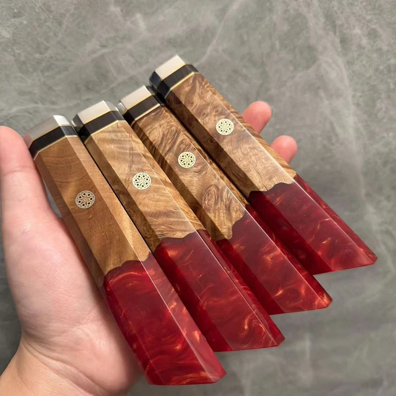 

Blue Red Octagonal Japanese Knife Handle Resin Kitchen Cooking Chef Knife DIY Replacement Part Santoku Damascus Knife Handle