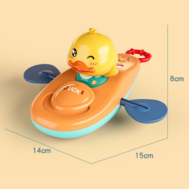 1pc Classic Water Toy Cute Cartoon Duck Bath puntelli Back Rowing Boat Baby Bathing Swim Duck Chain Clockwork Toy For Children