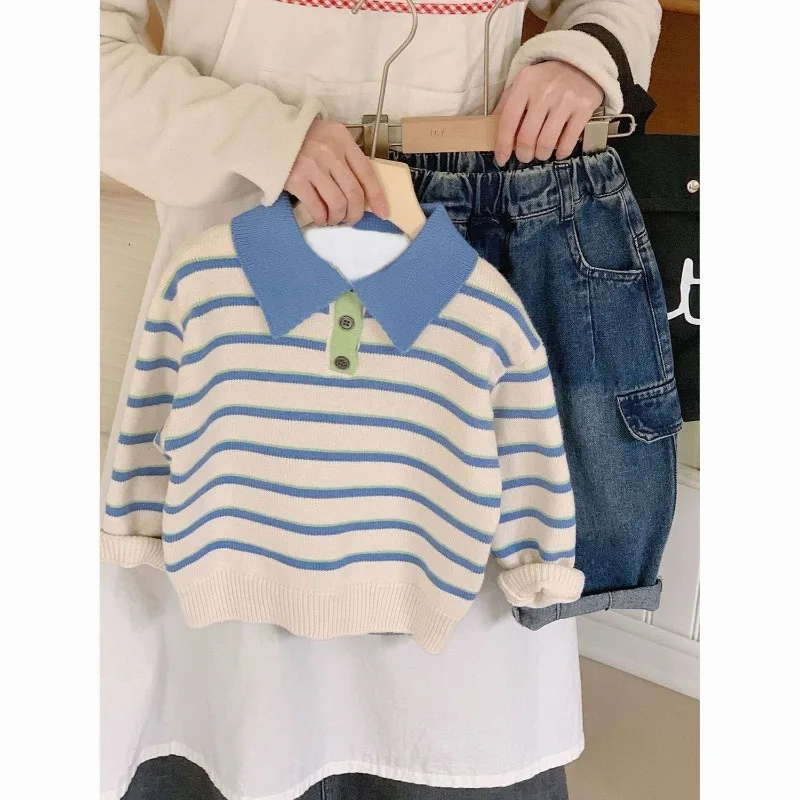 Bellbell Herbst Kinder Jungen Polo-Pullover 1-6 Jahre Jungen Pullover mit Umlegekragen Strickwaren Kleinkinder Jungen Gemütlicher Strick mit Langen Ärmeln – Detail 3