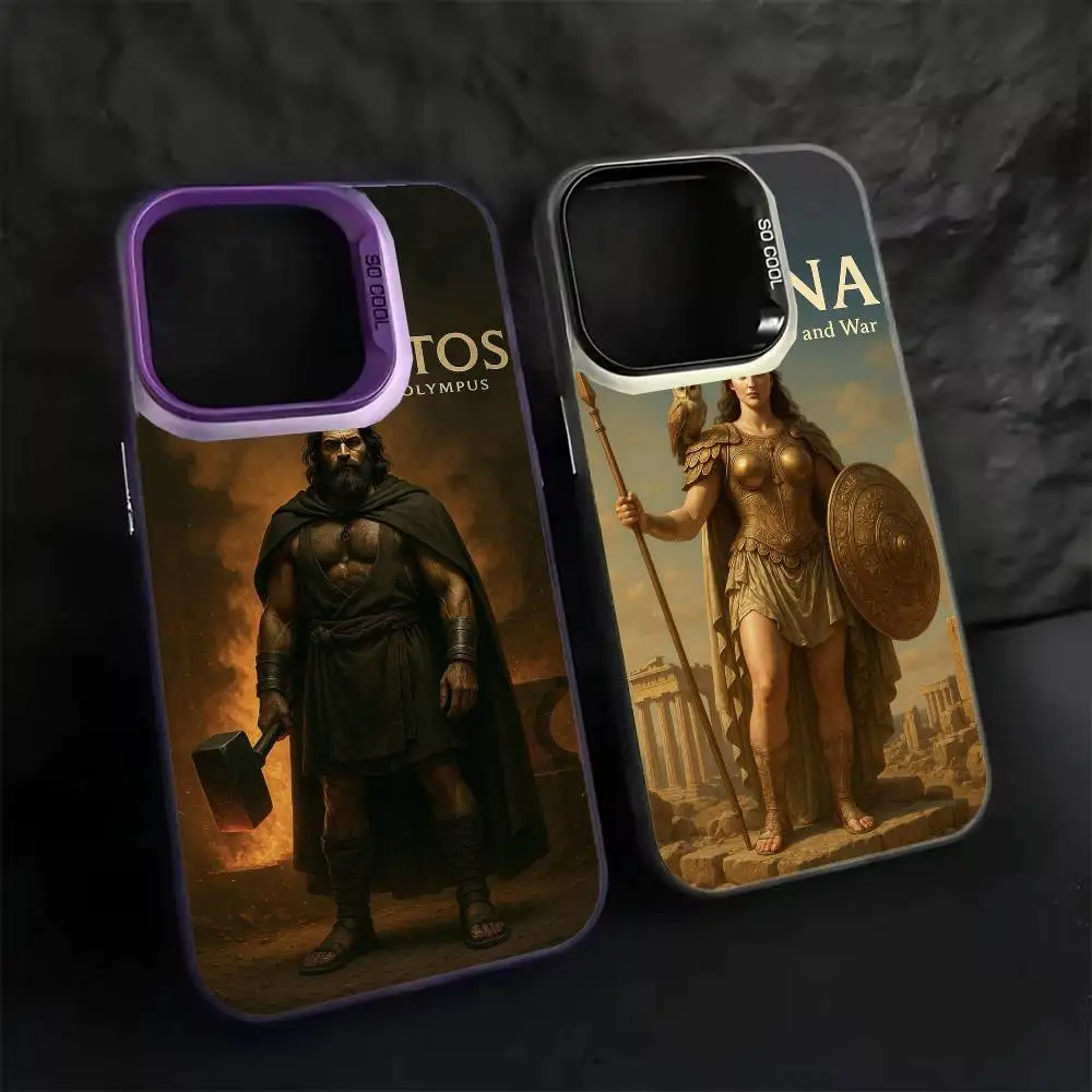 

Greek Mythology Oil Painting Phone Case For iPhone 17 16 15 14 13 12 11 Pro Max Plus Silver Matte Black Cover