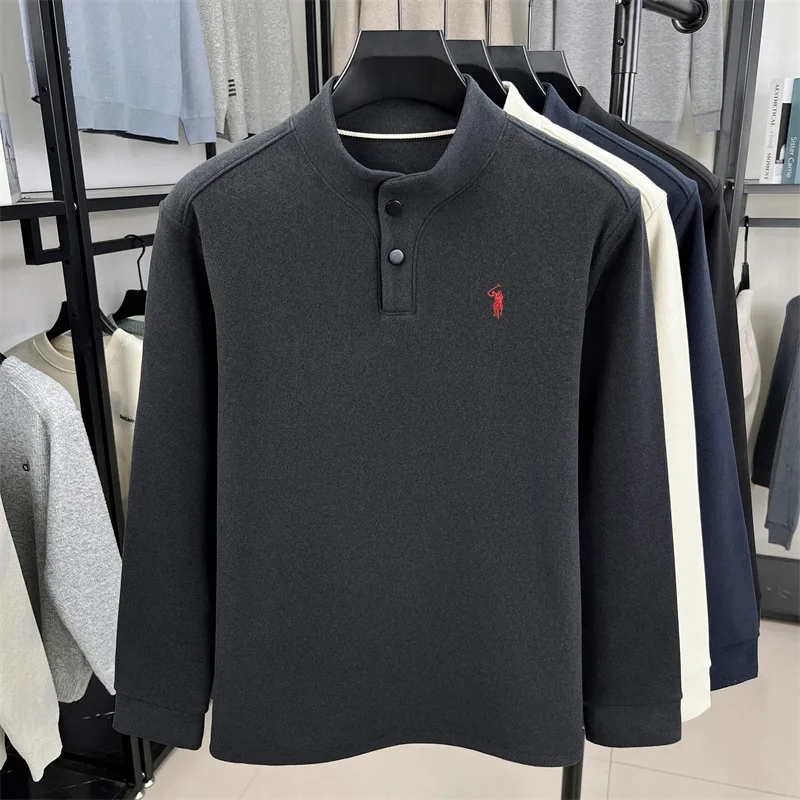 

Мужской флисовый свитер с воротником-стойкой, новая зимняя утепленная базовая рубашка 2025 года, элитный топ