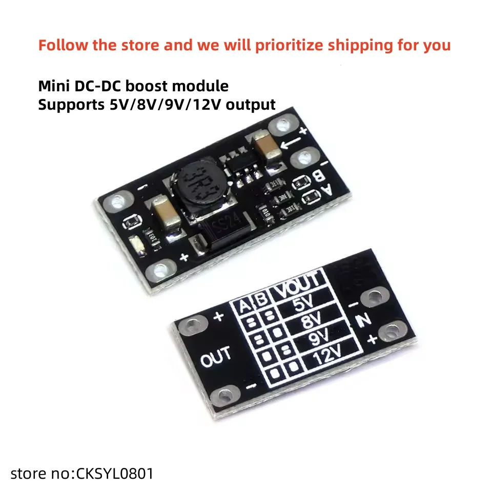 3.7V to 12V Mini DC-DC Boost Module Supports 5V/8V/9V/12V Output Lithium Battery Boost