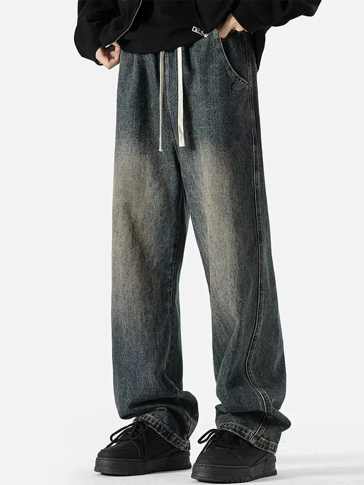 

Мужские джинсы в американском ретро-стиле, весна-осень, прямые, повседневные, свободные, широкие, длинные брюки