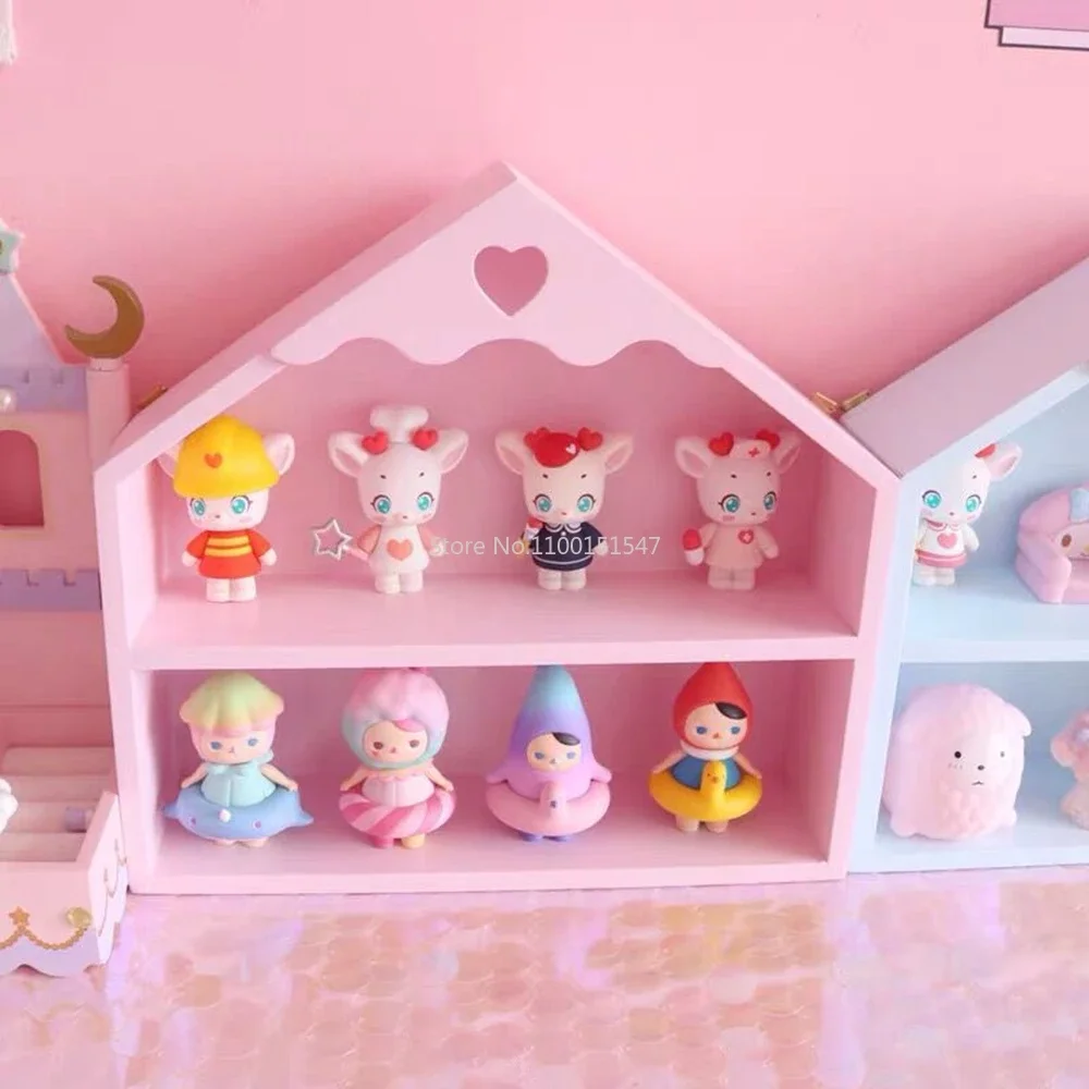 Pink Kawaii Girl Storage Rack Wooden Cute Desktop Storage Rack Makeup Rack Home Bedroom Decoration Ornaments Wall Shelves