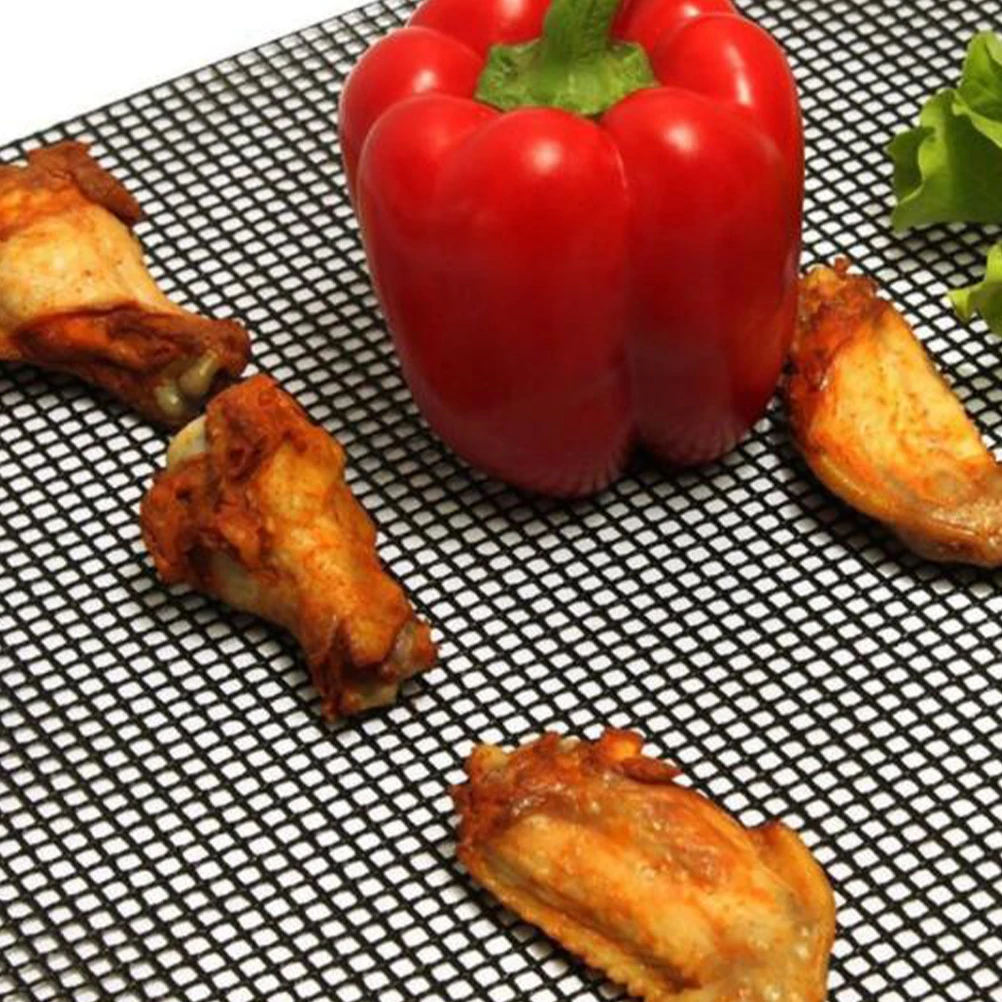 

3pcs BBQ Grill Mesh Mat Non-Stick Baking Fiberglass Reusable Barbecue Tool Dishwasher Safe High Temp Veggies Griddle