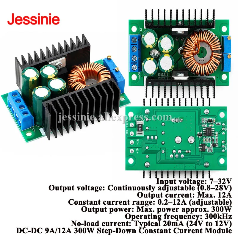 DC-DC 9A 300W CC CV Adjustable Step Down Buck Converter Constant Current Voltage 5-40V To 1.2-35V Power Supply Module LED Driver