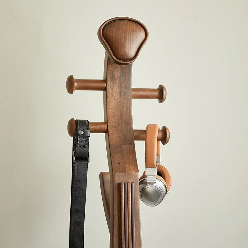 Coat rack floor-to-ceiling bedroom all solid wood vertical black walnut living room new Chinese hanger pipa