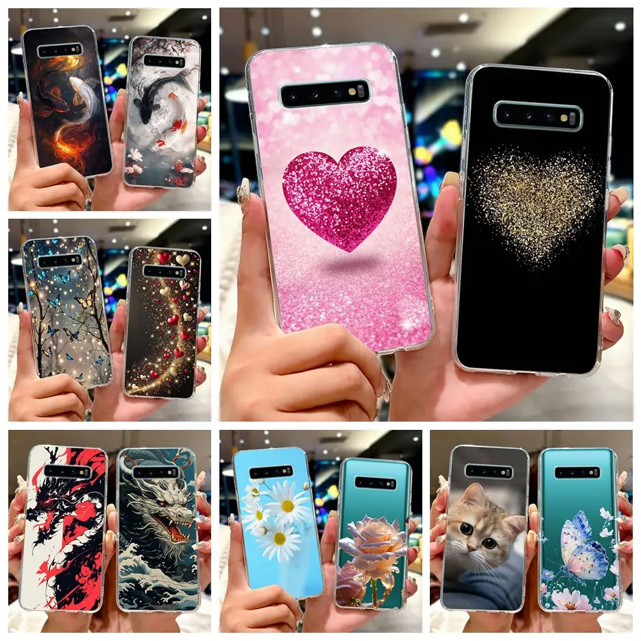 Für Samsung Galaxy S10 S10e S10 + Fall Luxus Liebe Herz Gemalt Abdeckung Weiche Dünne Telefon Fall Für Samsung S10 plus S10 S10e Fundas