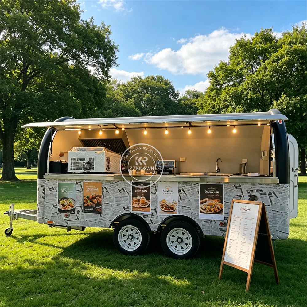 

Custom Mobile Food Truck Trailer Pizza Pasta Sandwich Coffee Trailer Street Catering Kitchen Cart With Fully Equipped Interior
