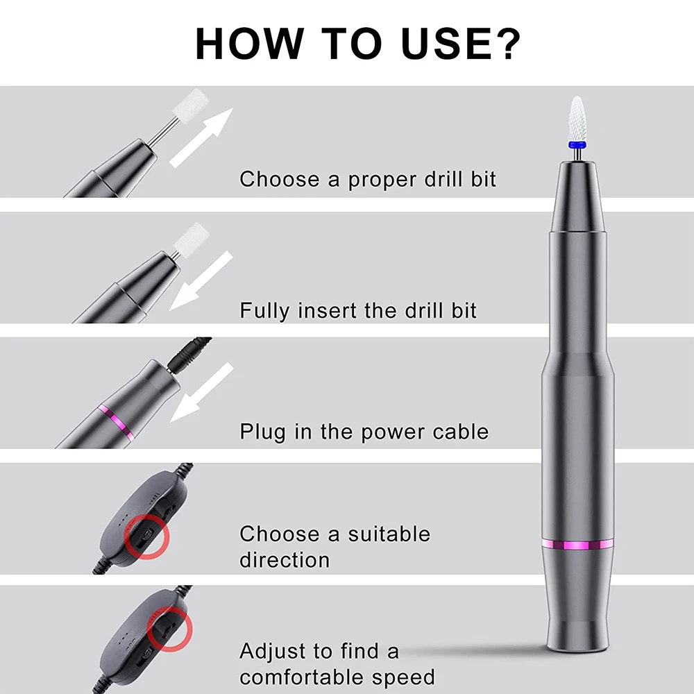 Electric Nail Drill Machine Professional Manicure Set With Nails Drill Bits Nail File Gel Polish Remover Pedicure And Nail Tools