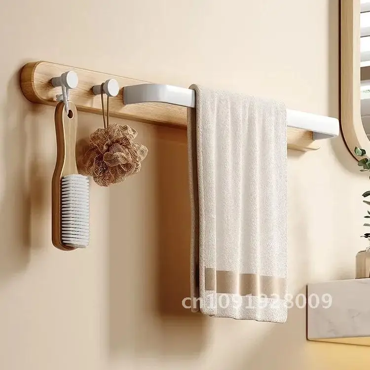 Nordic towel rack with hooks hooks bathroom towels space solid aluminum for kitchen bathroom towels and wood for accessories