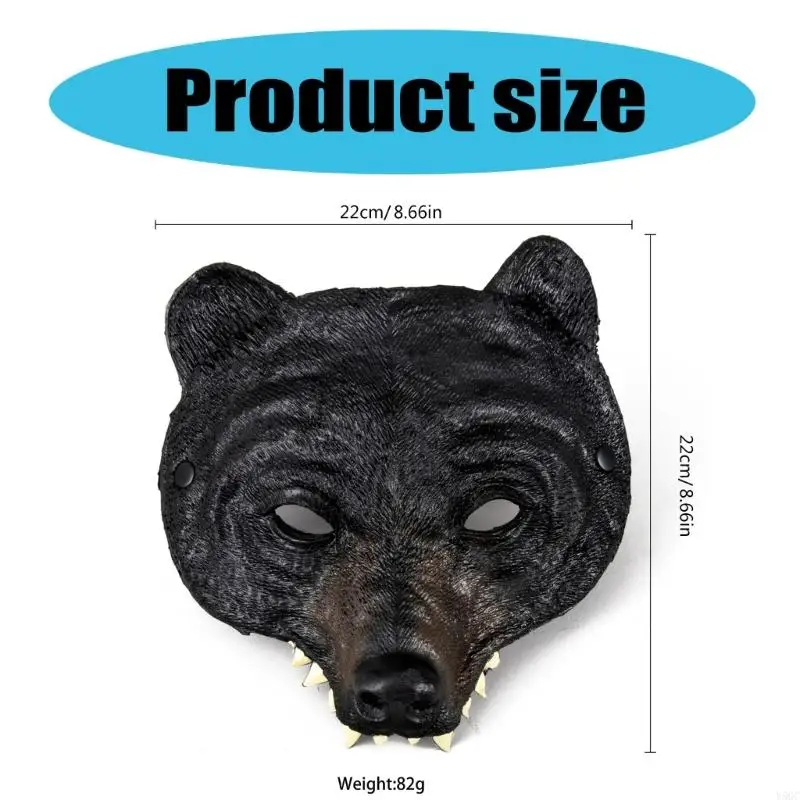 Y5GC Half Face Bear Bear Cosplay Mặt nạ cho các bữa tiệc của Carnivals Super