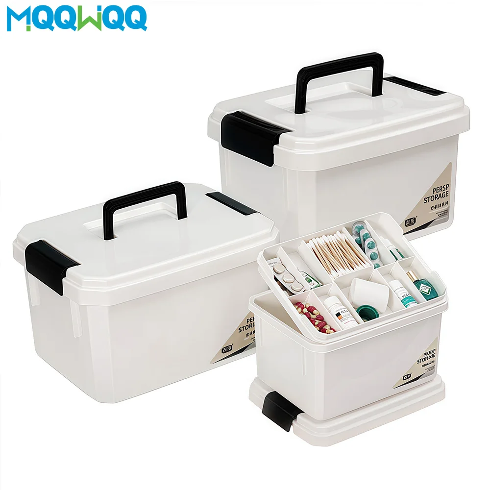 

1pcs Large Capacity Medicine Box,2 Tier Medicine Cabinet Organizer,First Aid Box Multipurpose Medical Supply with Removable Tray