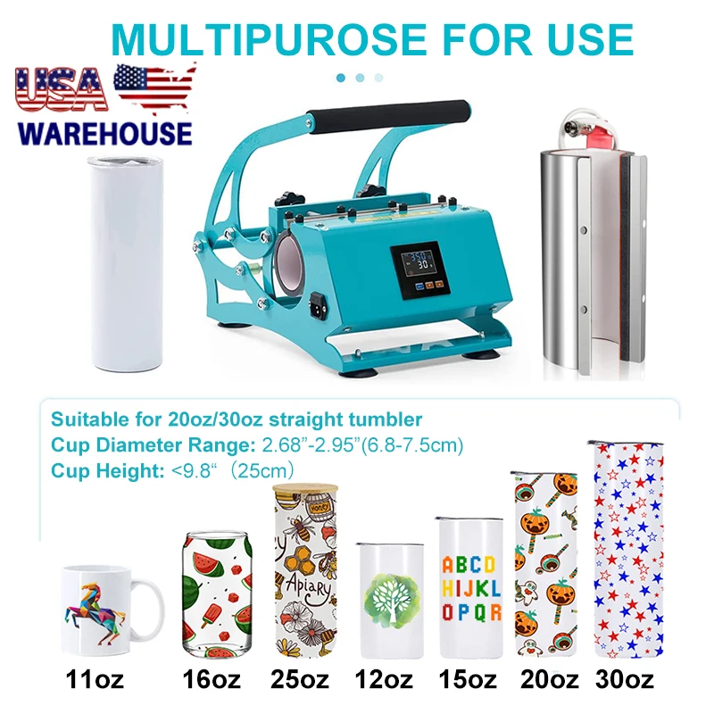 USA Warehouse 10oz 12oz 15oz 20oz 30oz 10 12 15 20 30 oz Straight Sublimation Cup Mug Tumbler Heat Press Machines