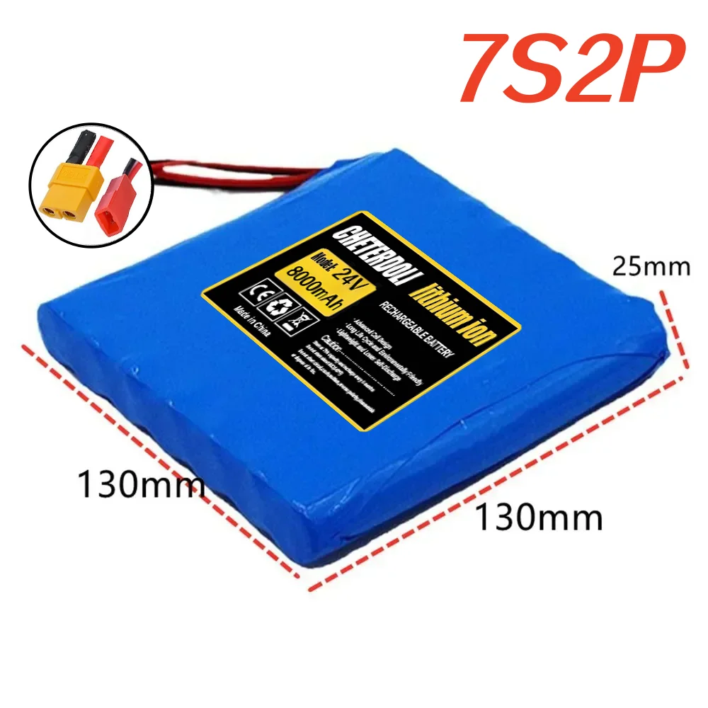 High Capacity 24V 8000mAh 7S2P 18650 Lithium Battery for Mini ,Compatible with 25.2V 29.4V Unicycle, Rechargeable Battery Pack