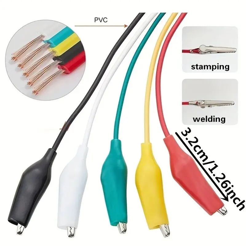 10PCS Alligator Clips Electrical DIY Test Leads Alligator Double-ended Crocodile Clips Roach Clip Test Jumper Wire view 6