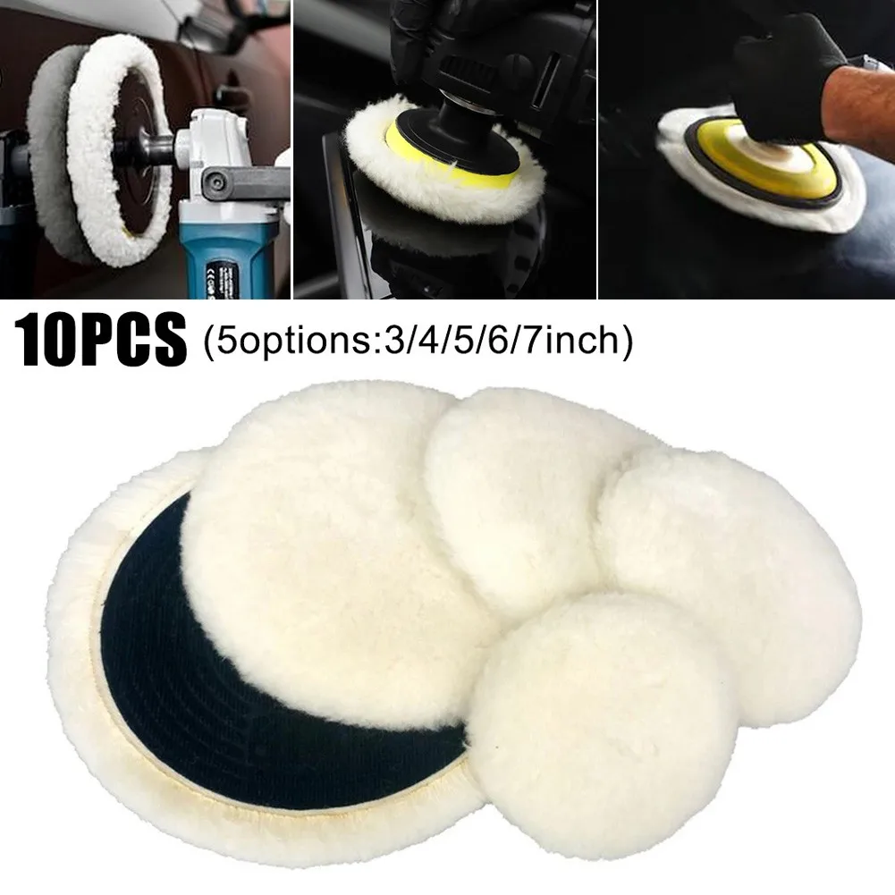 

10 Pcs Polishing Pads Multisize Woolen Polishing Buffer Pads Heavy Cut Pads For Car Polisher Grinding Cleaning Tools