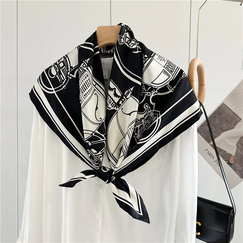 Mulberry Silk Twill Scarf Women Square Herm Rolled edges Bandanas Tops Accessories Square Head Neck Shawls Decoration 90cm*90cm