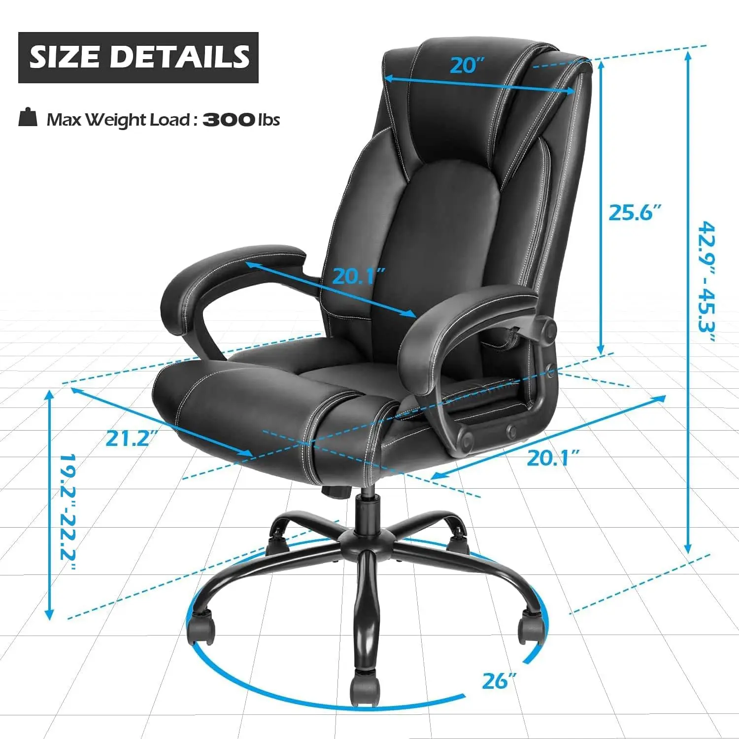 Office Chair Executive Office Desk Computer Chair with 5-Year hydrolysis-Resistant Leather Spring, Customized