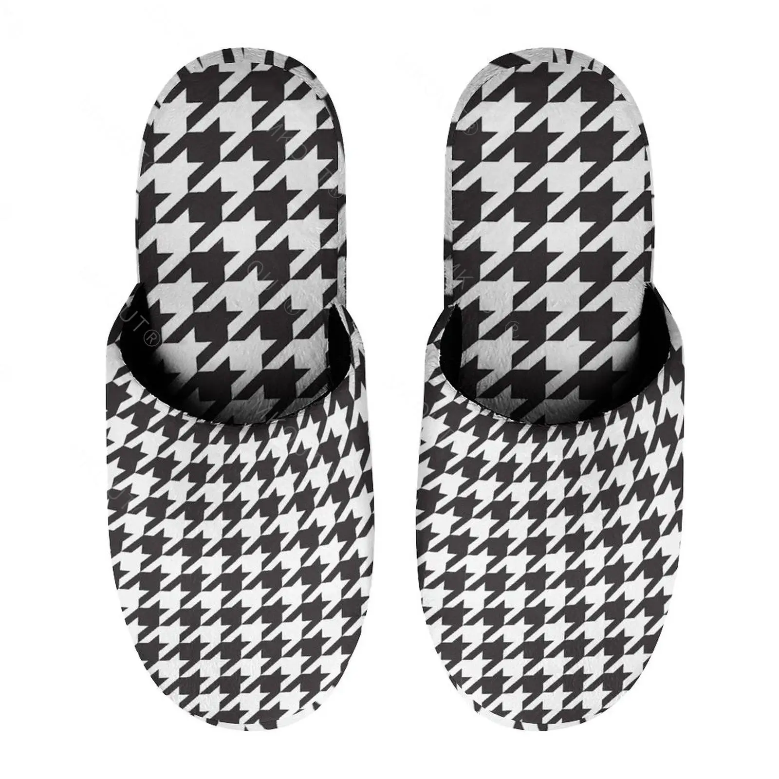 Houndstooth Patterns (2) Warm Cotton Slippers For  Men Women Thick Soft Soled Non-Slip Fluffy Shoes  Indoor House Slippers Runne