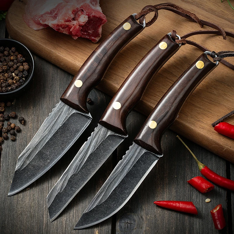

Forged bone-cutting knife, kitchen sharp handle meat knife, barbecue eating meat knife, professional wooden handle kitchen knife
