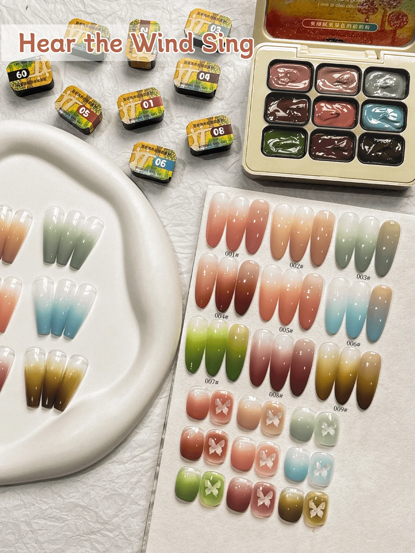 MORDDA 9 Uds escuchar el viento cantar acariciando pegamento difuminado enlatado alta saturación Popular esmalte de uñas semisólido pegamento salón de uñas