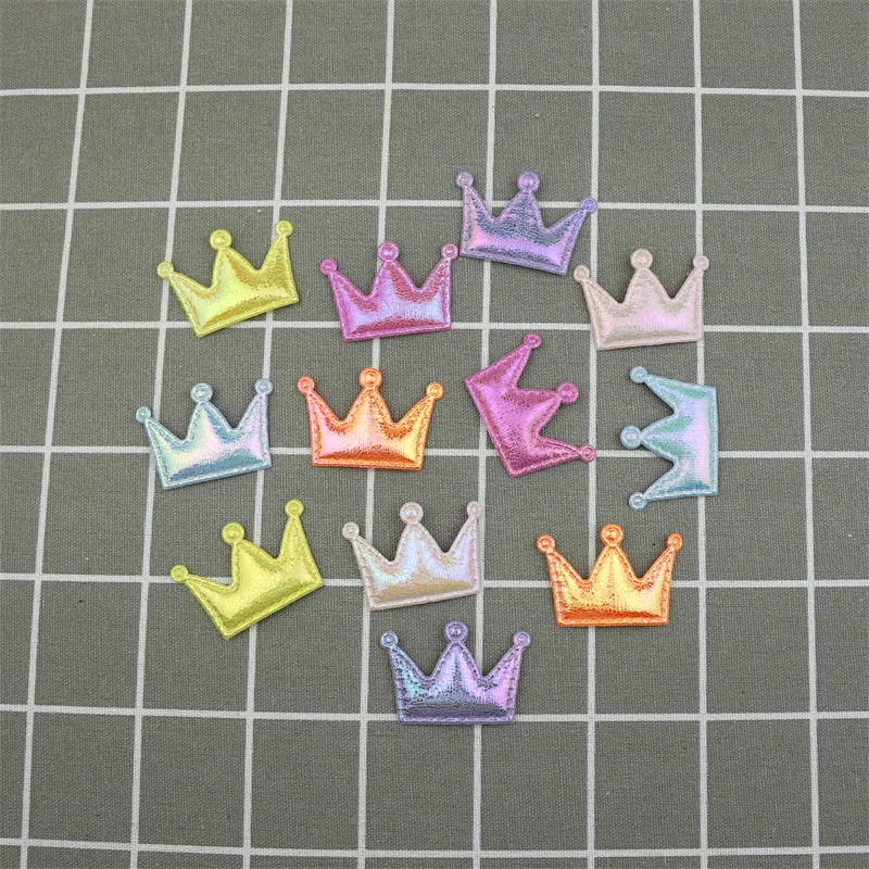 100Pcs 4.8cm Glitter Flannelette Crown Padded Appliques DIY Clothes Hat Shoes Decor Patches Headwear Hair Clips Bows Accessories