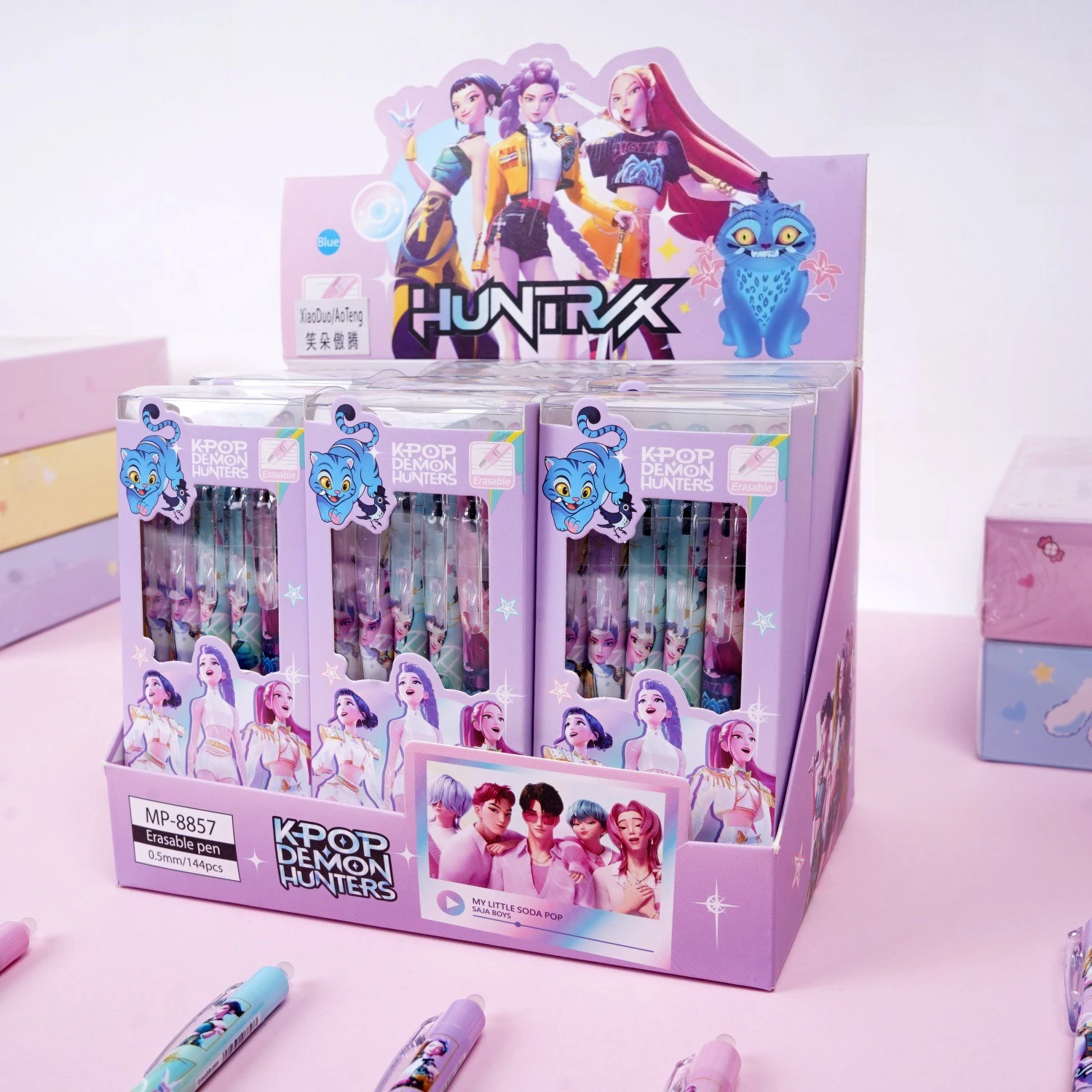 Stylos effaçables à pression Kpop Demon Hunters 0,5 mm – Fournitures scolaires créatives pour étudiants – Design mignon et de haute qualité