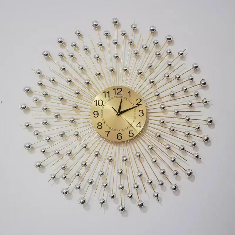 for Cross-border Creative Electroplating Gypsy Silent Clock Simple Decoration Home Living Room High-end Wall Clock