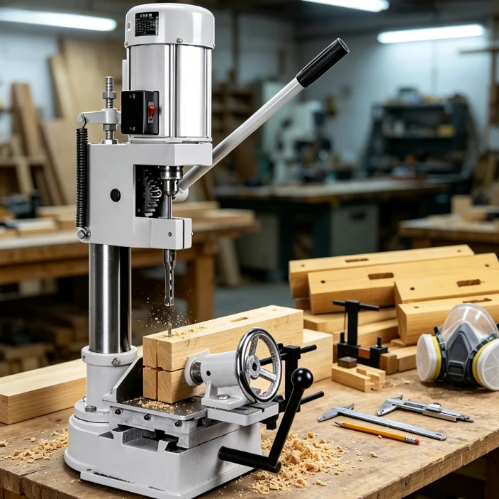 1200W Mortising Machine MK361A, Benchtop Square Chisel Mortiser, Household Woodworking Square Hole Drilling Tool