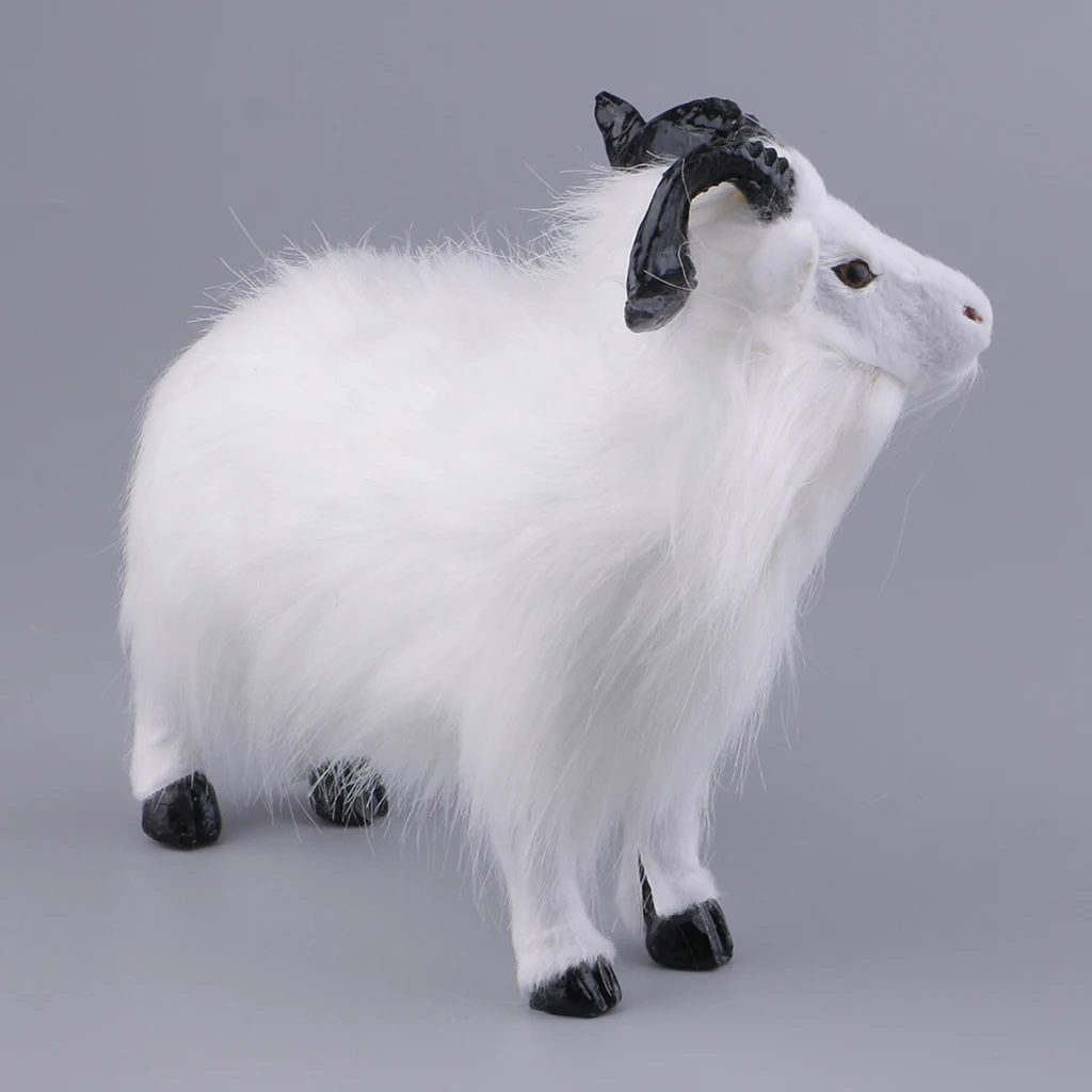 Outdoor Decorative Goat Statue Synthetic Fibre Collectible Animal Art Sculpture Home Garden Patio for Table Decor