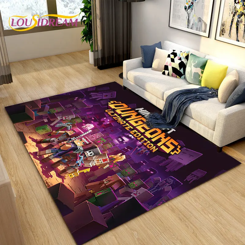 3D Sandbox Games gamer Area Rug Large,Carpet Rug for Living Room Bedroom Sofa Doormat Decoration,kids Play Non-slip Floor Mat