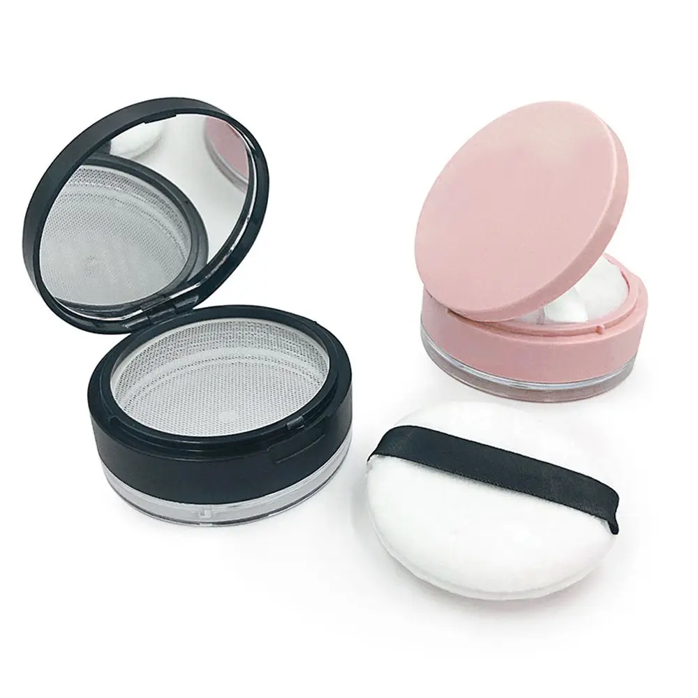 Sieve Round Sifter Powdery Cake Box Portable Travel Makeup Jar Plastic Cosmetic Container Loose Powder Pot Empty Powder Case