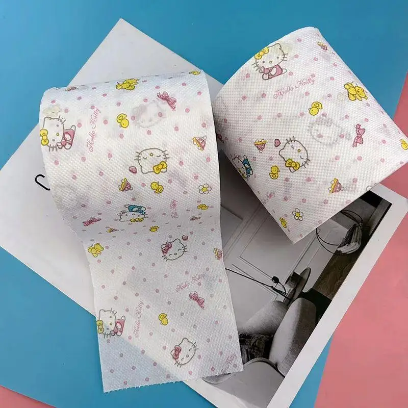 Printed Roll Paper Cute Sanrio Series Hello Kitty Anime Cartoon Kawaii Printed Paper Student Toilet Paper Roll Toilet Paper