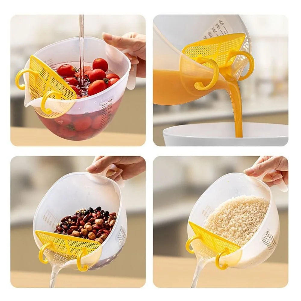 1000ML Filter Measuring Cup Egg Liquid Mixing Cup Built-in Filter Plate  Clear Measuring Cup for Bakery